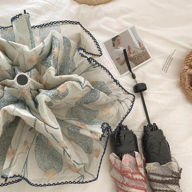 超轻细小蕾丝伞！双层刺绣印花黑胶防晒防紫外线迷你便携太阳伞女