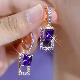 银9999纯银女正品 高级感微镶钻超闪紫色几何水晶耳扣精致高档耳环