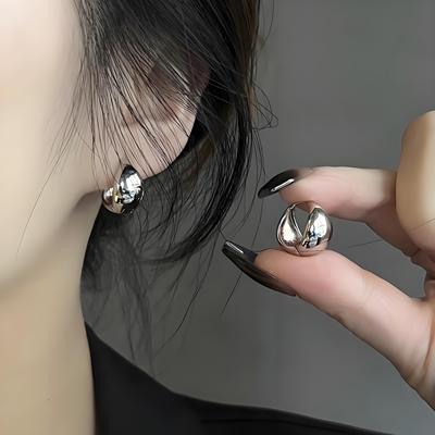 银耳环9999纯银女正品素圈水滴