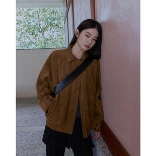 【EVER TRUE】现货!秋季韩版长袖翻领时尚宽松麂皮绒外套62732