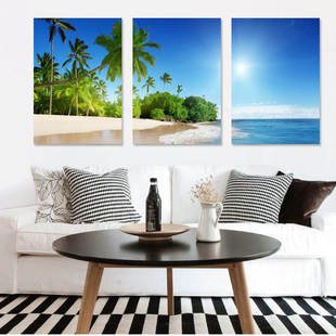 现代简约组合三联无框画挂画 客厅装 饰画沙发背景墙壁画地中海风格