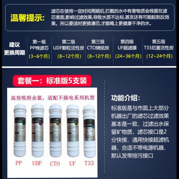 高档滤五凯立泉后适用全套超PP棉级净水器滤芯阻垢直饮进口活性炭