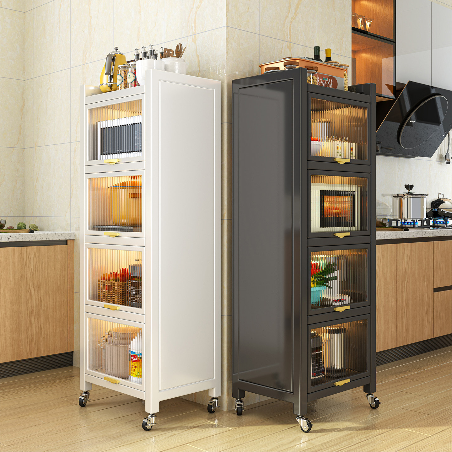 厨房置物架落地夹缝多层收纳柜碗筷调料品置地式储物柜可移动橱柜,厨房/烹饪用具,厨房置物架/置物柜/角架,淘宝优惠券,粉丝福利购,淘宝优惠卷