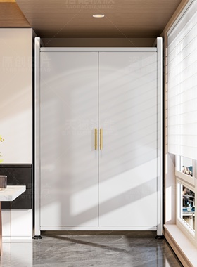 阳台储物柜钢制收纳置物柜卧室靠墙杂物柜铁皮柜一体防尘防晒柜子