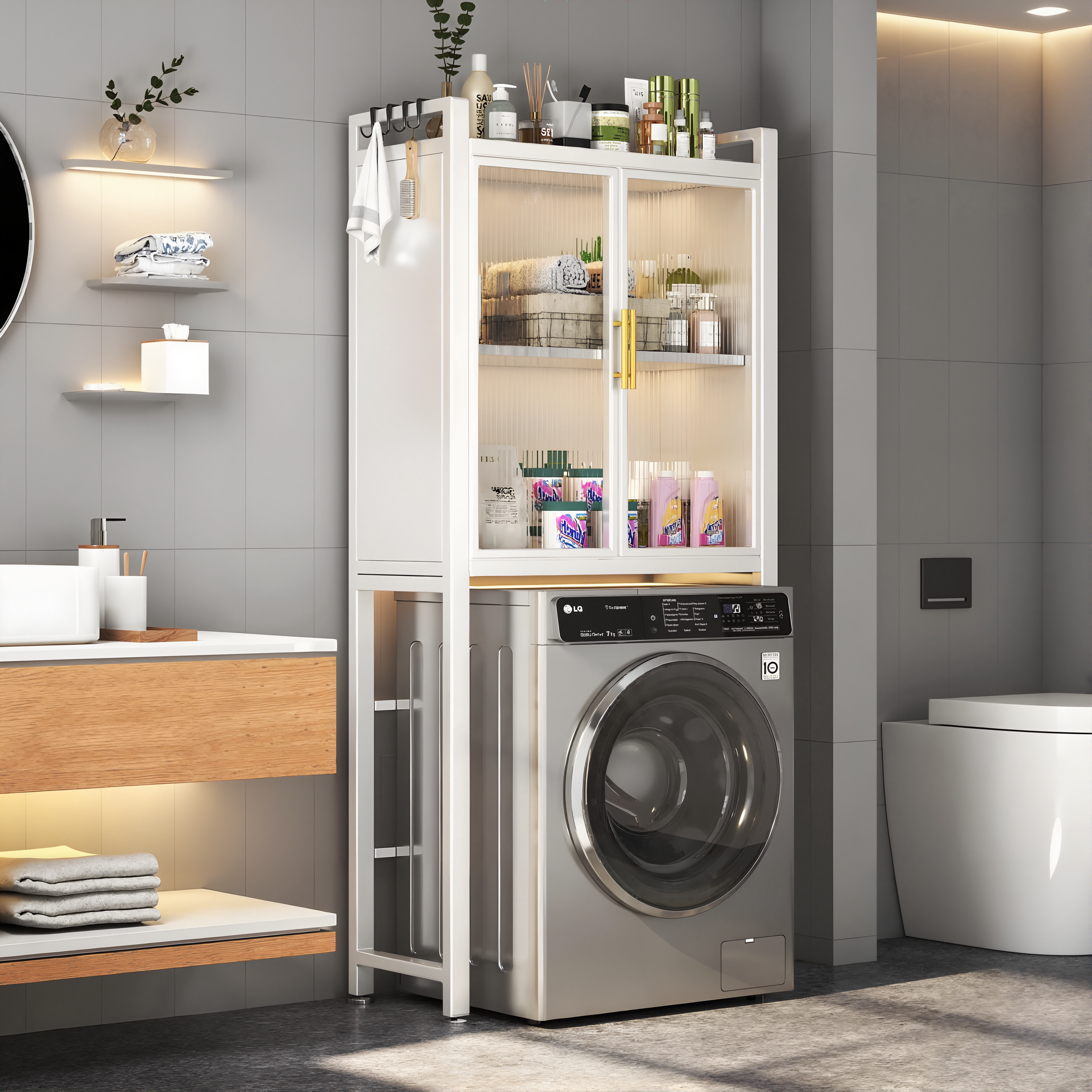 家用马桶置物架落地收纳柜脸盆架