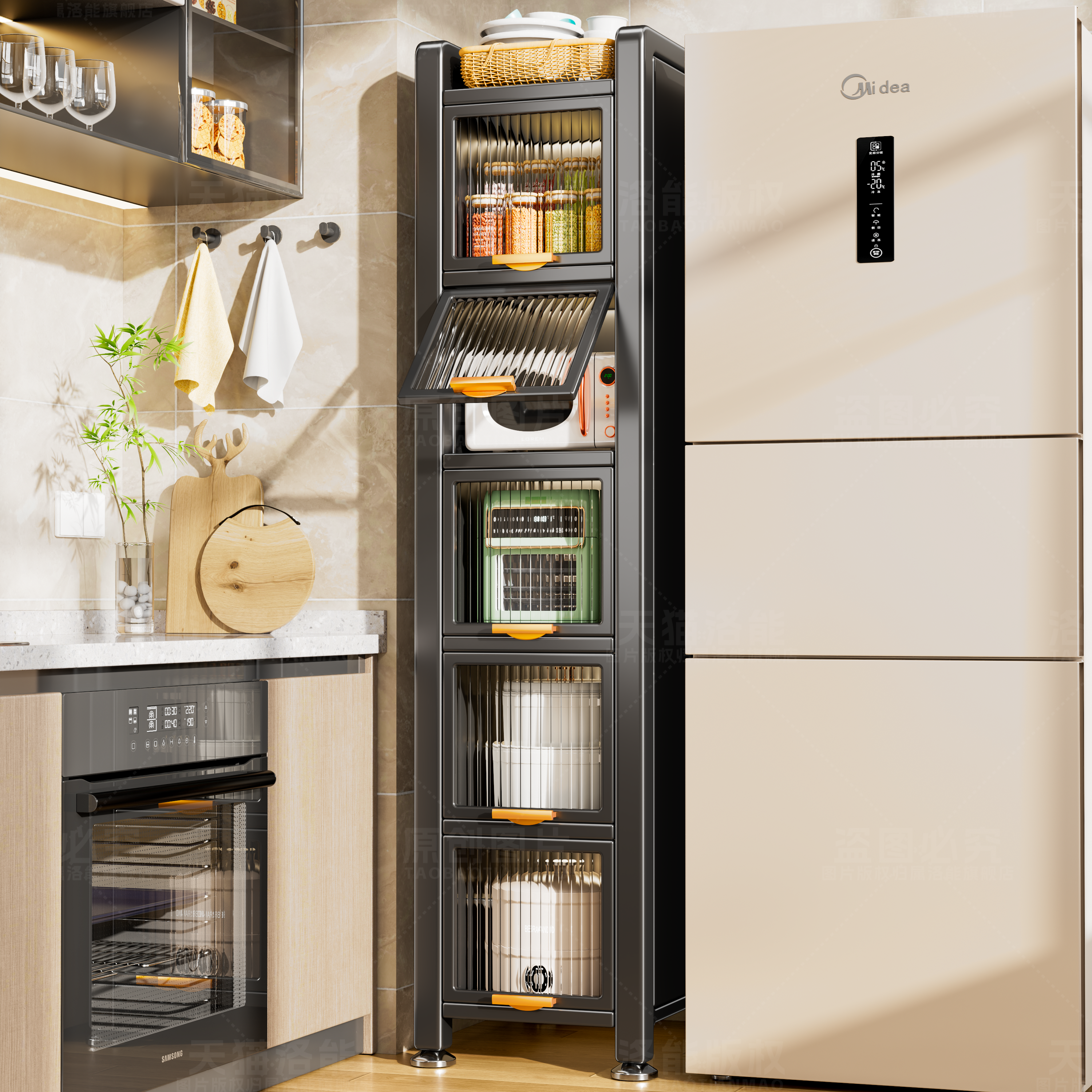 厨房置物架多层落地新款夹缝收纳柜家用多功能窄缝碗碟储物柜橱柜,厨房/烹饪用具,厨房置物架/置物柜/角架,淘宝优惠券,粉丝福利购,淘宝优惠卷