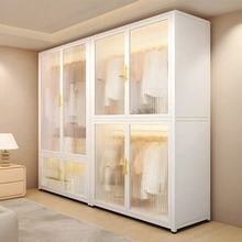 钢制衣柜卧室家用出租房用简易组装铁皮金属组合衣橱衣帽间收纳柜