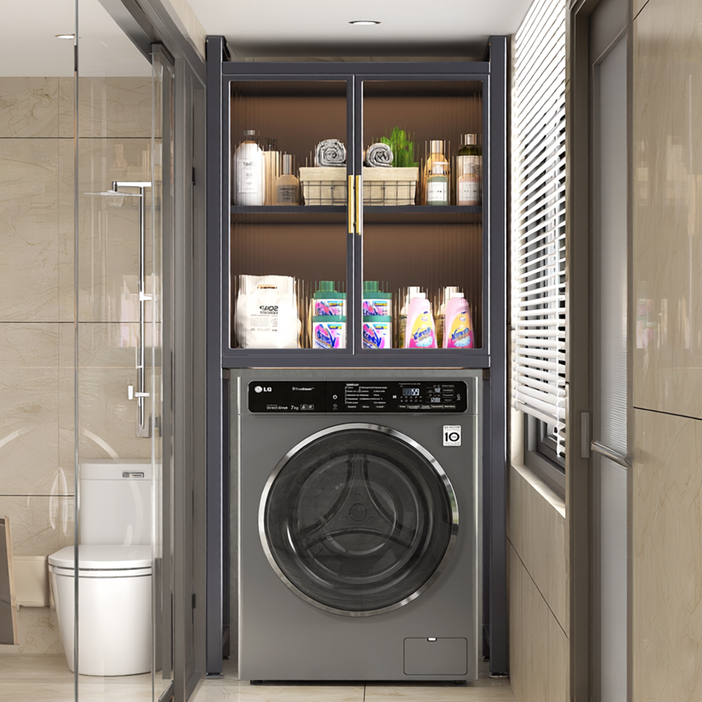 洗衣机上方置物架阳台防晒家用收纳储物柜可调节大容量靠墙一体柜,住宅家具,阳台柜,淘宝优惠券,粉丝福利购,淘宝优惠卷