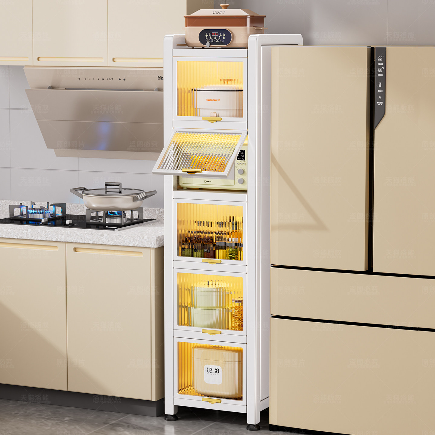 厨房夹缝置物架落地多层多功能收纳柜子微波炉家用碗柜橱柜储物柜,厨房/烹饪用具,厨房置物架/置物柜/角架,淘宝优惠券,粉丝福利购,淘宝优惠卷