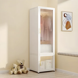 家用卧室钢制衣柜铁艺简易收纳柜子儿童宝宝衣橱落地多层储物柜子