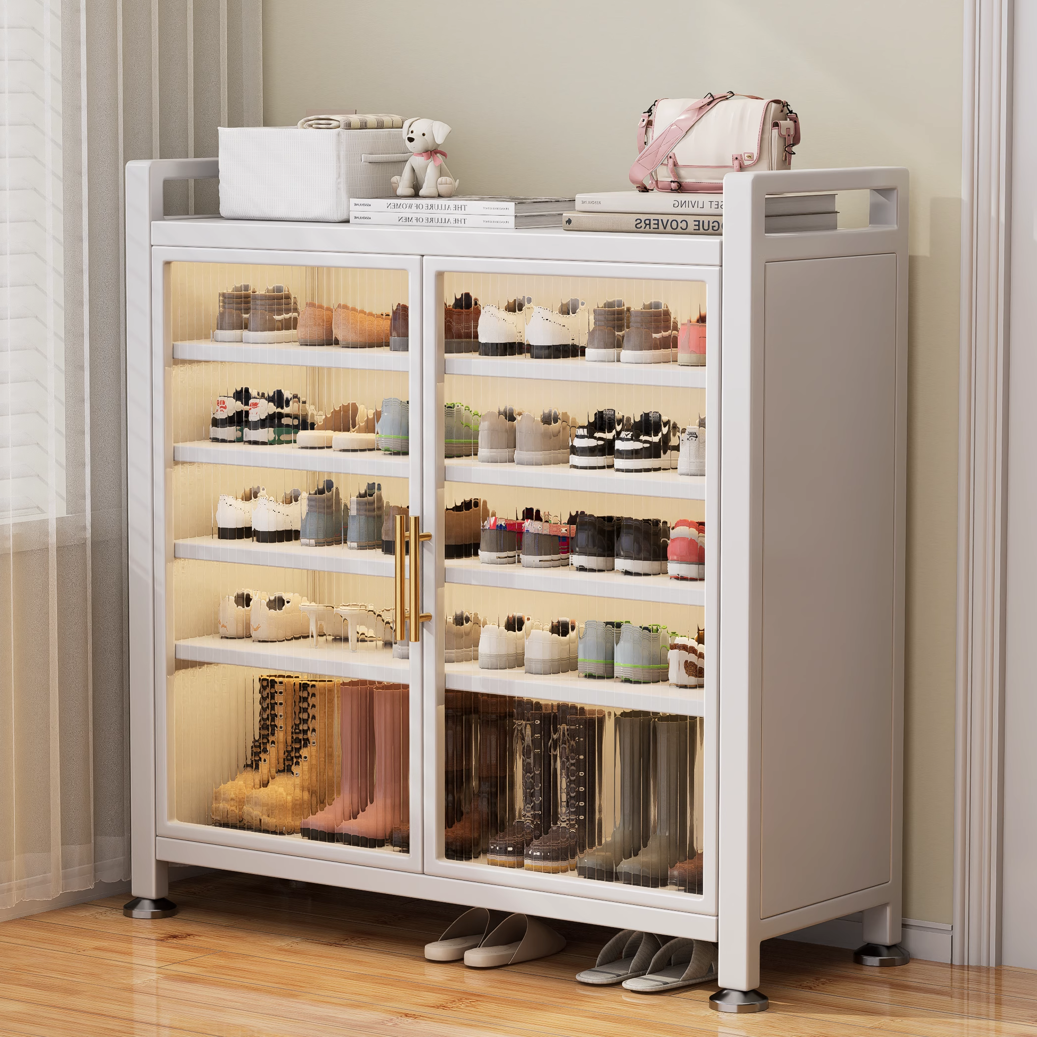 鞋柜家用门口柜子多层储物柜新型收纳置物柜钢制入户一体靠墙鞋架,收纳整理,鞋柜,淘宝优惠券,粉丝福利购,淘宝优惠卷