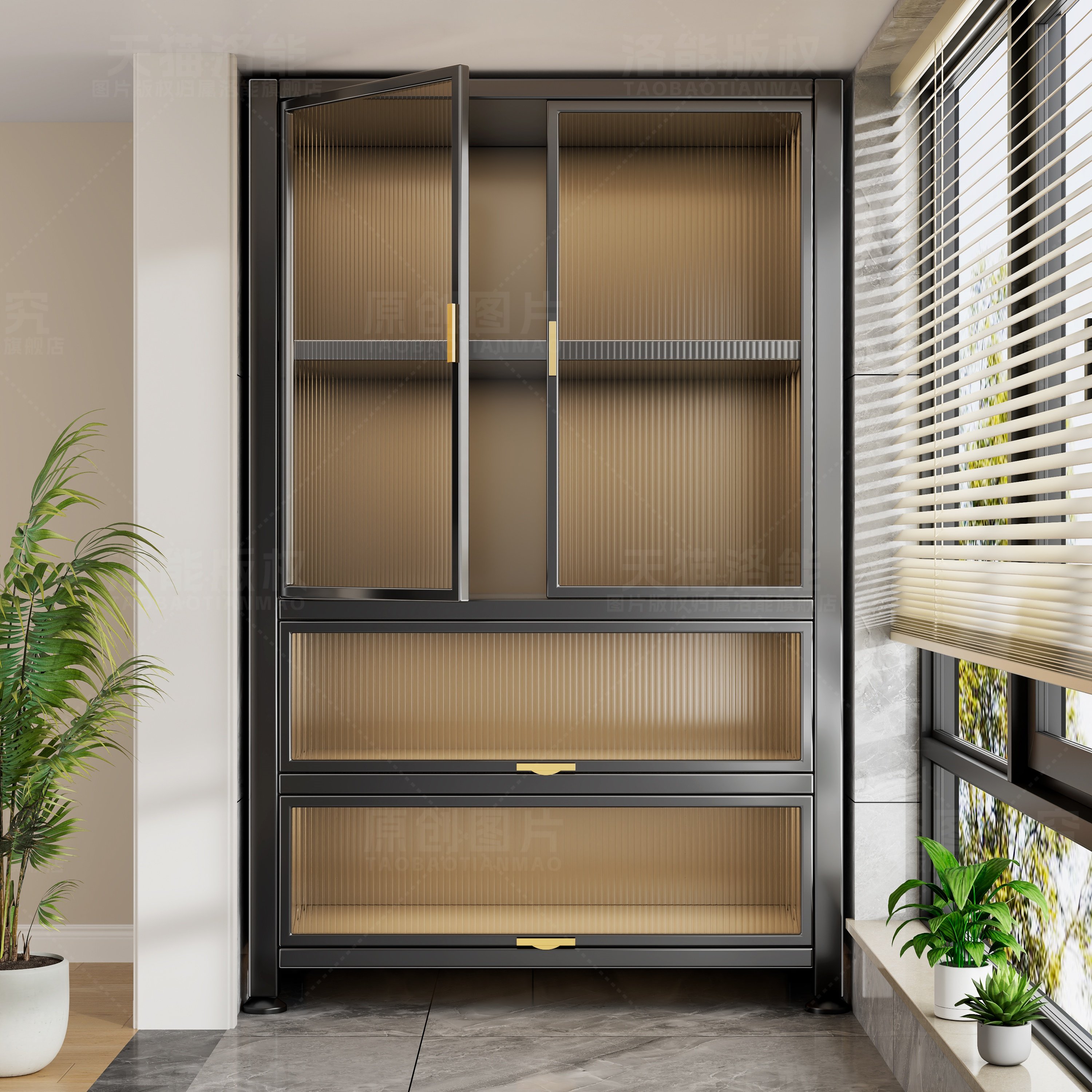 家用阳台储物柜防水防晒铁皮收纳柜一体靠墙书柜大容量杂物置物架,住宅家具,阳台柜,淘宝优惠券,粉丝福利购,淘宝优惠卷