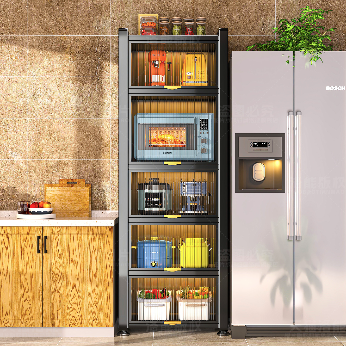 厨房置物架2025新款夹缝多功能收纳柜家用落地储物柜靠墙一体碗柜,厨房/烹饪用具,厨房置物架/置物柜/角架,淘宝优惠券,粉丝福利购,淘宝优惠卷