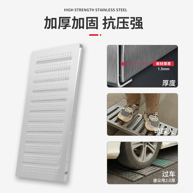 不锈钢地沟盖板304游泳池槽厨房下水道雨水篦子排水沟u型槽阳台
