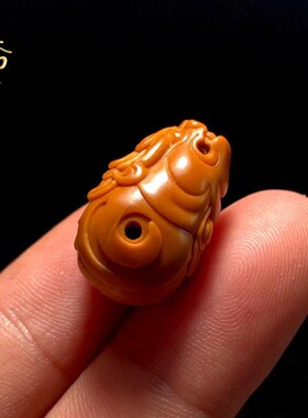 橄榄核三通貔貅核雕佛头龙单籽雕刻兽面吊坠手串脖挂项链配饰文玩