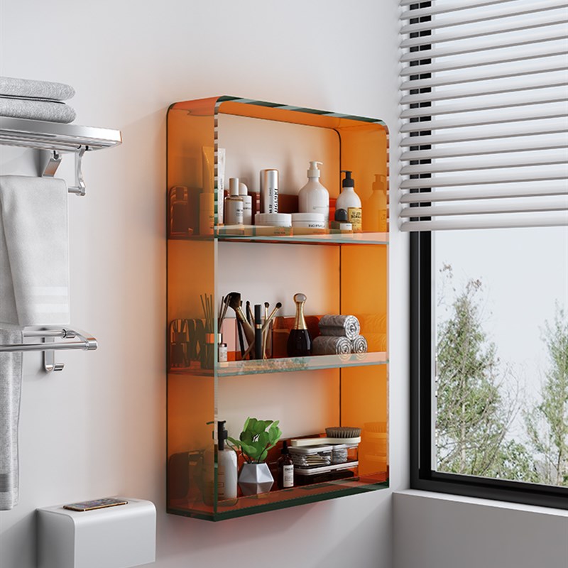 透明亚克力置物架免打孔浴室化妆品收纳架卫生间墙上多层壁挂架