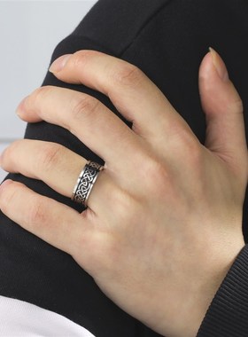 好货Old Style Retro Viking Rings Vintage Black Amulet Norse
