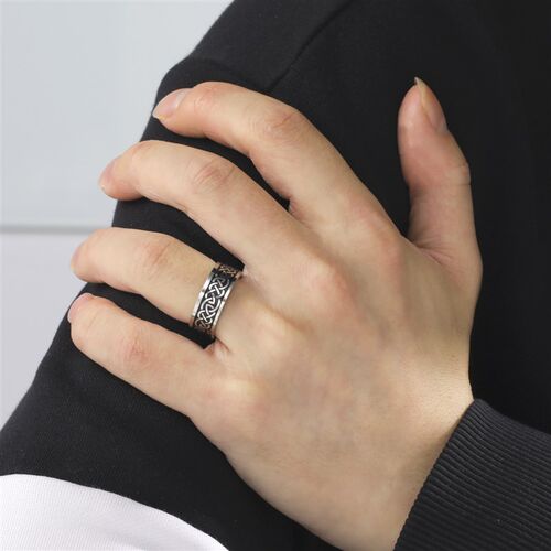 好货Old Style Retro Viking Rings Vintage Black Amulet Norse