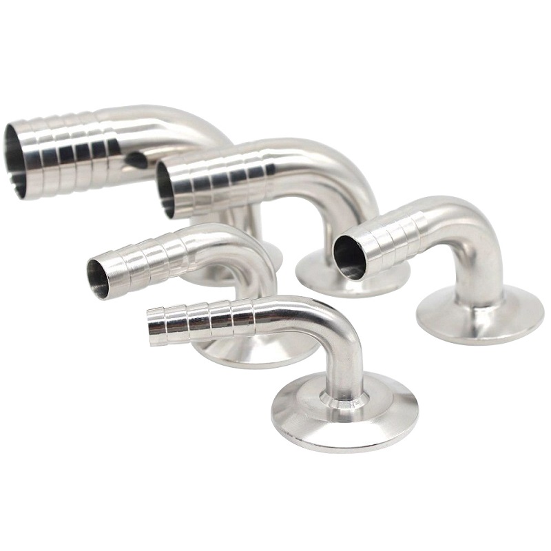 SS304 SS316L不锈钢90度快装皮管弯头卫生级卡箍软管水嘴格林弯h