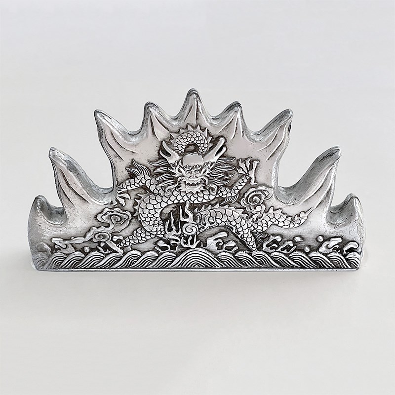 中国龙笔架笔搁笔山 新中式书房摆件仿古银器金属工艺品长辈收藏