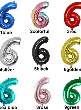 Number 6 Balloon 6 Digit Balloons Six Blue Figure Green