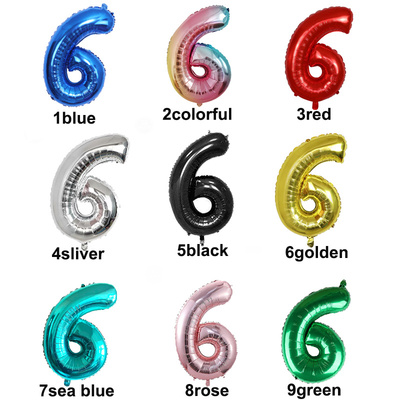 Number 6 Balloon 6 Digit Balloons Six Blue Figure Green