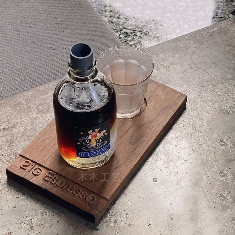 实木手冲冷萃托盘复古咖啡品鉴杯托盘茶馆茶杯垫set特调饮品托盘