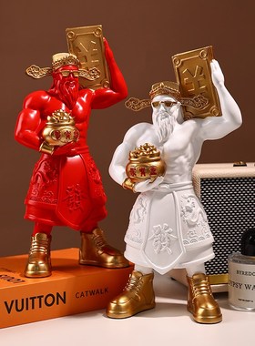 创意招财摆件肌肉财神爷开业礼物健身房办公室装饰品乔迁新居礼品