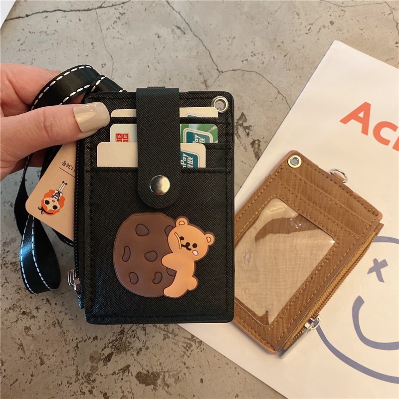 卡套钥匙链一体可爱ins风 公交卡保护套学生饭卡校园卡套带挂脖绳