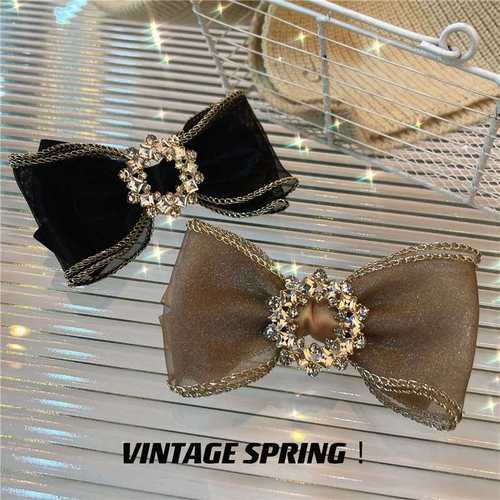 .New hair clip transparent l bow spring clip retro round rhi