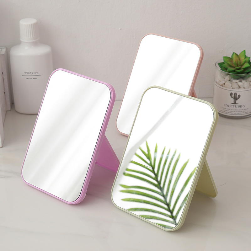 桌面折叠化妆镜女便携式学生宿舍台式梳妆大镜小号随身公主小镜子