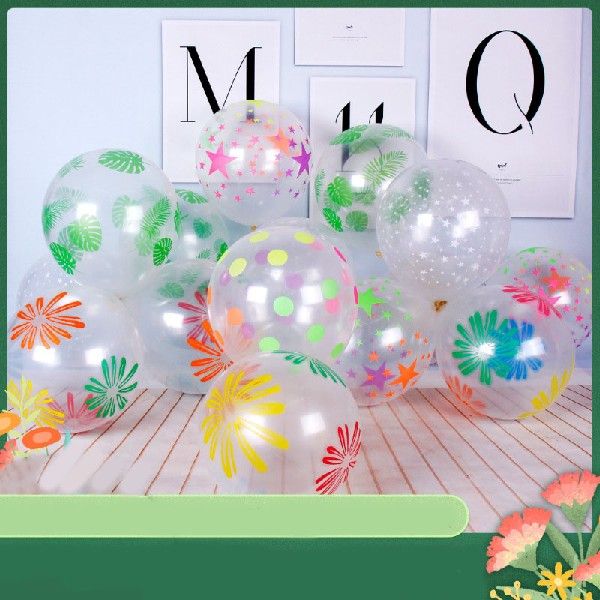 Hawaii Theme Flowers Air Balloons Tropical Turtle Leaves