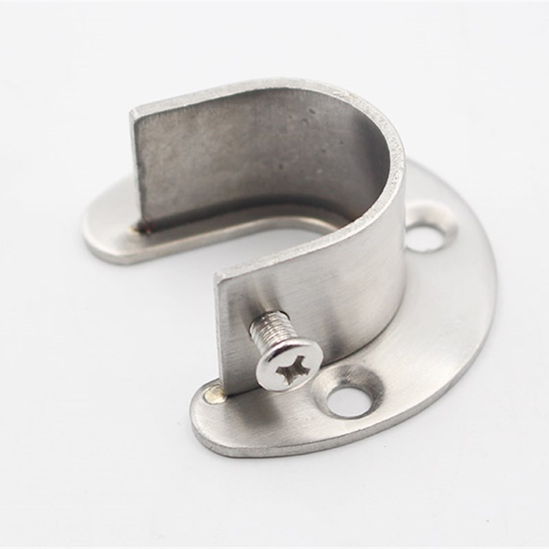 加厚不锈钢固定挂衣杆座可拆卸开口法兰衣柜内毛巾窗浴帘圆管座托