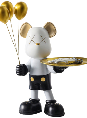 暴力熊摆件入户玄关钥匙收纳托盘进门口鞋柜置物架客厅家居装饰品