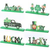 Houten Ornament Tafel Groen Dag Teken Lucky Patrick