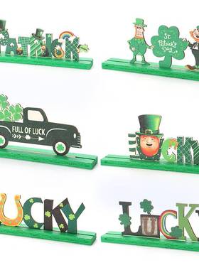 St Patrick Dag Houten Ornament Tafel Teken Groen Lucky