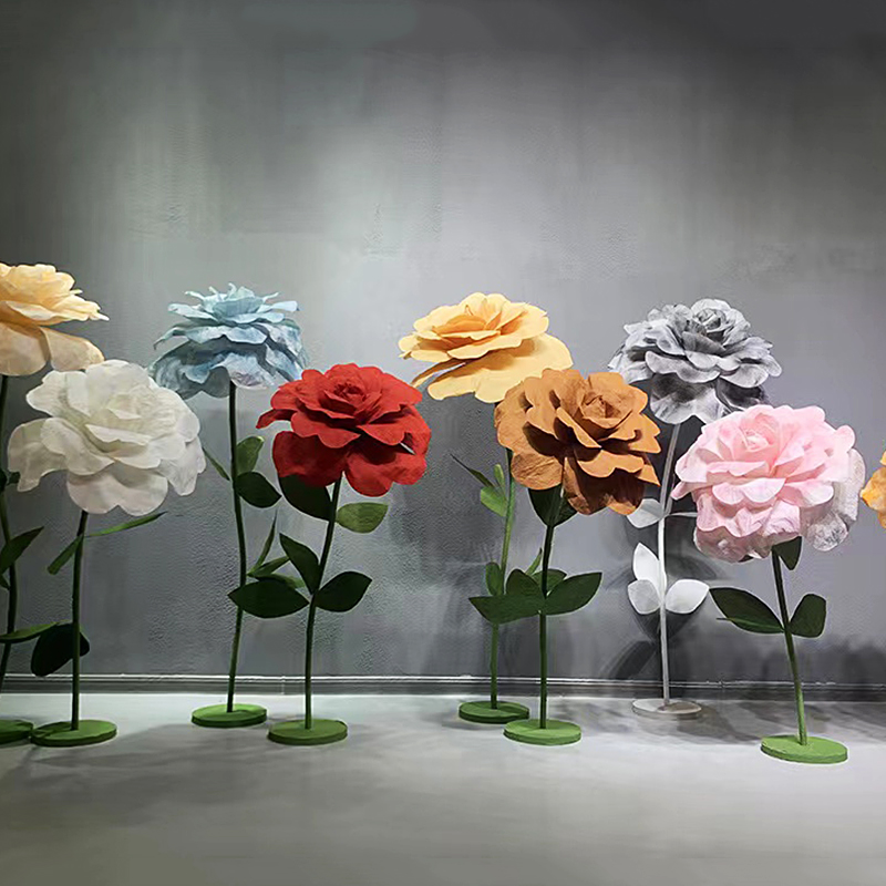 婚庆路引花纸艺花楼兰玫瑰手工纸花红色婚礼场景装饰橱窗陈列道具