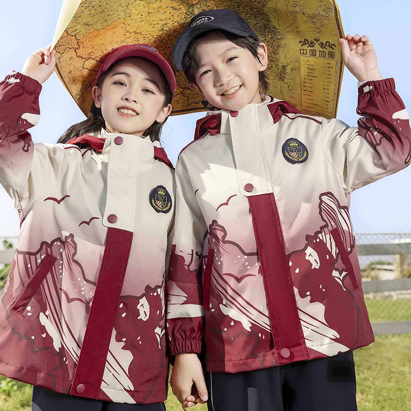 中国风国庆幼儿园班服老师园服冲锋衣校服三件套冬季运动会小学生