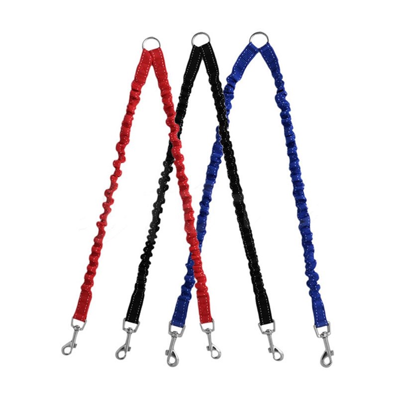 Pet Dog Coupler Leash Double Dog Walking Lead Bungee Elastic