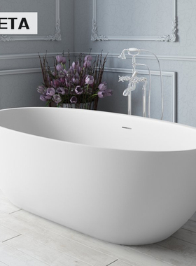 彩色绿色薄边1米5 6 7人造石独立式酒店民宿家用成人浴缸浴池浴盆