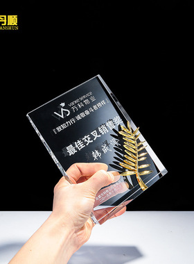 新品新款水晶奖杯定制麦穗水晶奖牌屏风奖牌颁奖庆纪念水晶摆饰