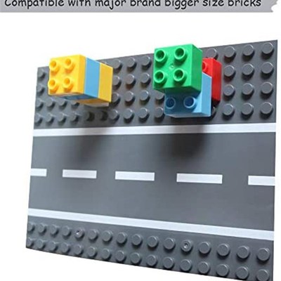 4 Pack Large Blocks Straight Road Baseplates  Compatible wit