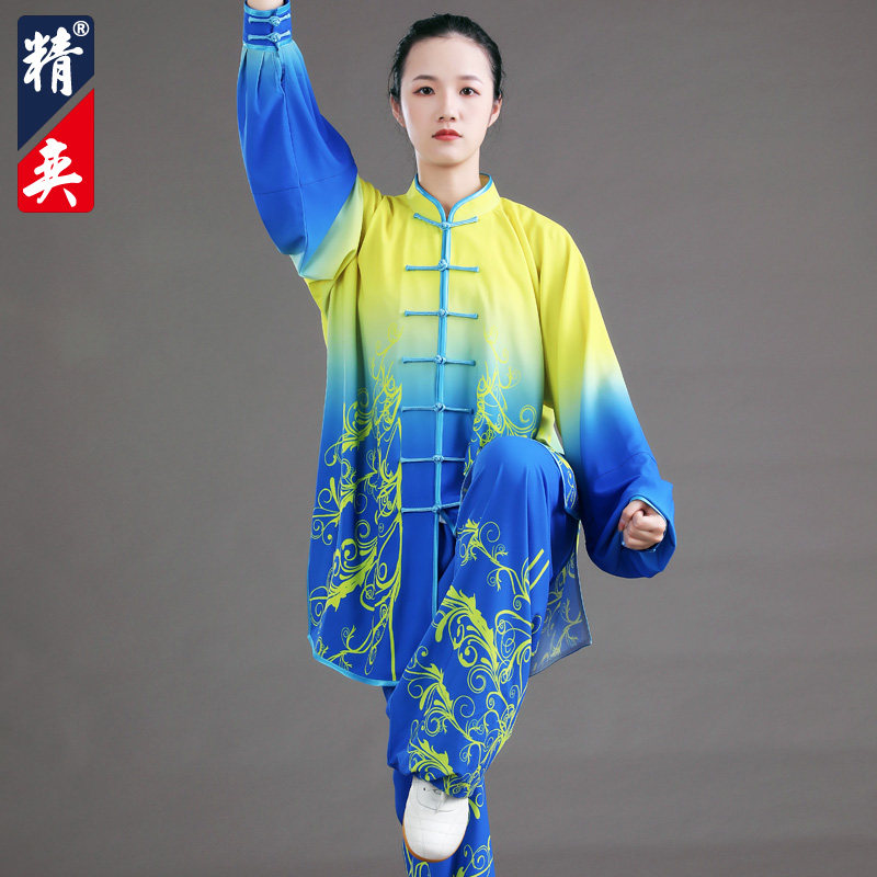新品太极服女新款渐变印花太极拳练功服男武术表演服比赛服装春秋