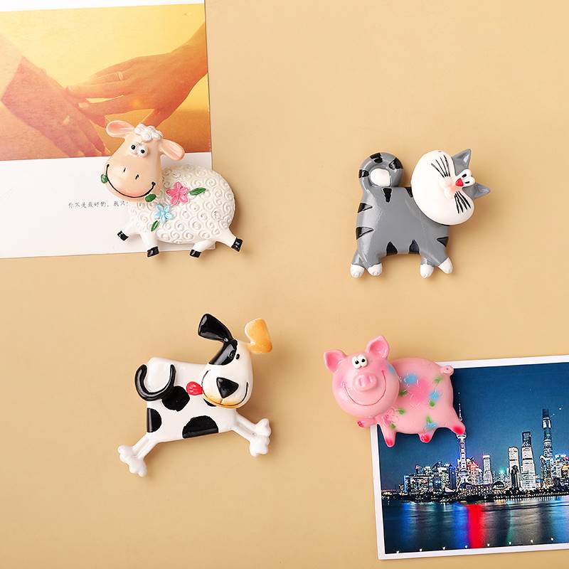 3D立体可爱动物摇头磁吸冰箱贴创意个性卡通树脂留言板磁力磁性贴