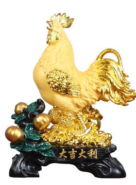 新款大吉大利金鸡摆件生肖鸡高档公鸡客厅书房装饰品送礼中式摆件