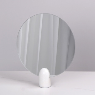 几何圆形镜子设计师款大理石轻奢梳妆台北欧简约现代装饰品摆件