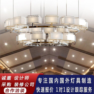 新中式酒店大堂宴会厅新款餐饮吊灯 饭店高档包厢包间铁艺吊灯