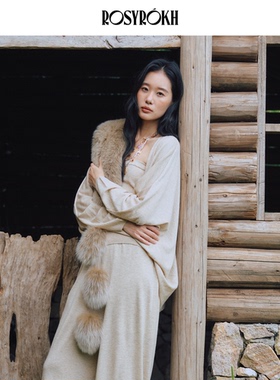 ROSYROKH设计师原创2025AW针织羊毛开衫套装女宽松慵懒风醋酸毛衣
