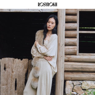 ROSYROKH设计师原创2025AW针织羊毛开衫 女宽松慵懒风醋酸毛衣 套装