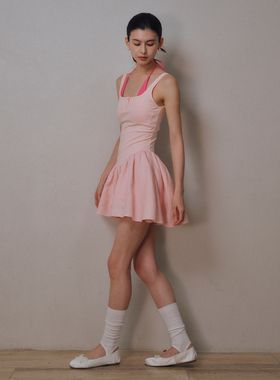 ROSYROKH原创设计法式复古气质收腰显瘦天丝拼接背心蓬蓬裙连衣裙